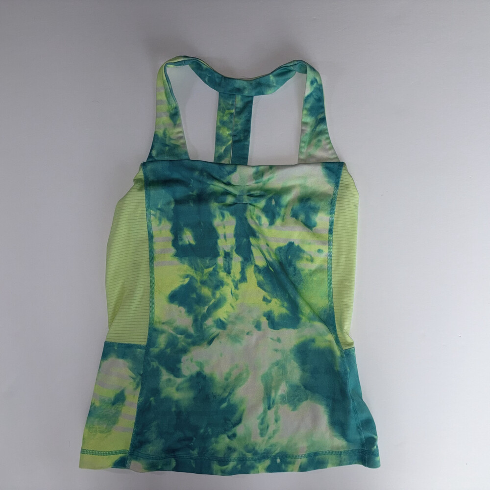 The North Face Racerback Activewear Tank Top Teal Lime Tie Dye